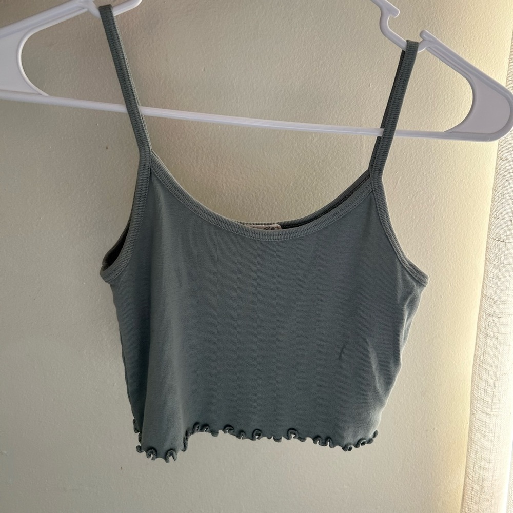 John Galt Brandy Melville light Green Olive Tank Crop Top